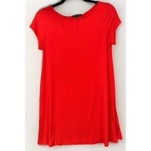 EILEEN FISHER T Shirt Dress Short Sleeve Coral Red Comfy Size XS
